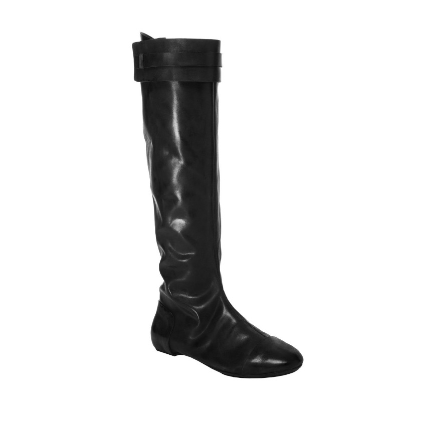 Maxstudio.Com Black Draping Leather Boot Women’s Size 6 Fold Over Shaft New